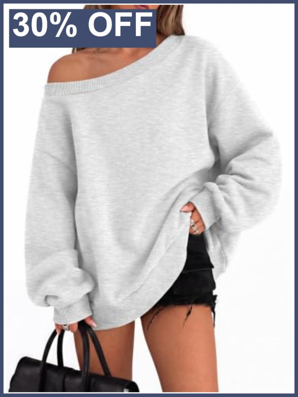 Womens Off Shoulder Sweatshirt Oversized Cotton Blend Pullover